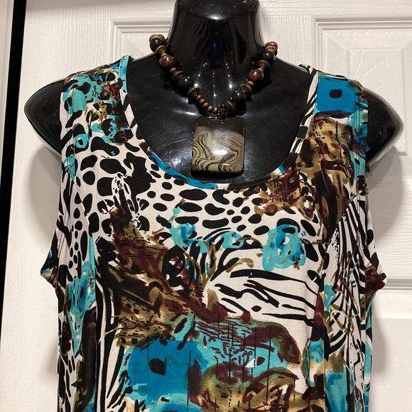 NWOT - Casa Donna Sleeveless Summer Dress Pullover Round Neck Style Animal Print - Picture 2 of 15